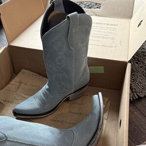 LIBERTY Black Denim Cowboy Boots size 6 NEW